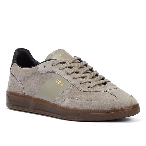 Boss Baskets De Tennis En Daim Pour Hommes Gris De La Marque Brandon