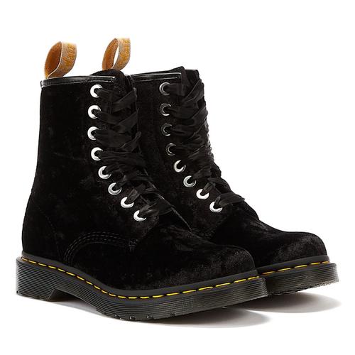 Dr. Martens 1460 Bottes Noires En Velours Écrasé Pour Femmes - 36