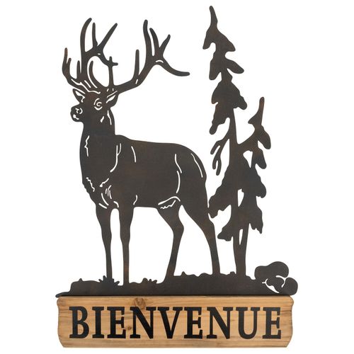 Décoration murale en métal Cerf Bienvenue
