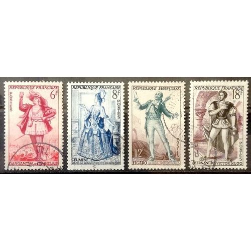 Série Théâtre Français 1953 - Jolis N° 943 Gargantua + 944 Hernani + 956 Célimène + 957 Figaro Obl - France Année 1953 - Brn83 - N33139