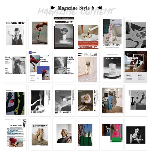 Modèle de magazine de mode pour la photographie,accessoires de studio photo,décoration de fond,accessoires de vie,prise de vue,page 24 - Type Argent-28x21cm