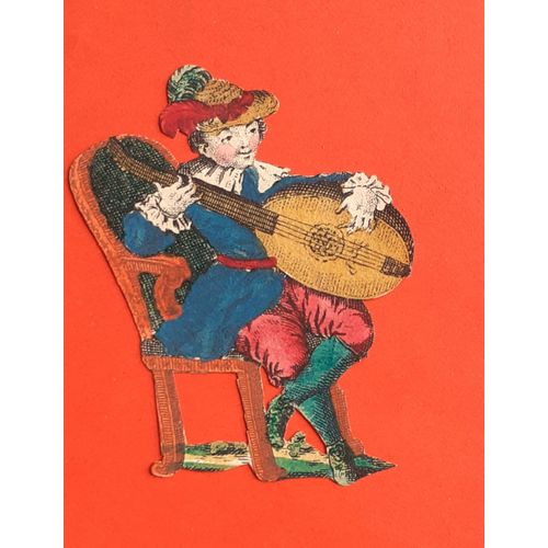 Chromo Découpis 5 X 6 Cm - Enfant Musique Luth