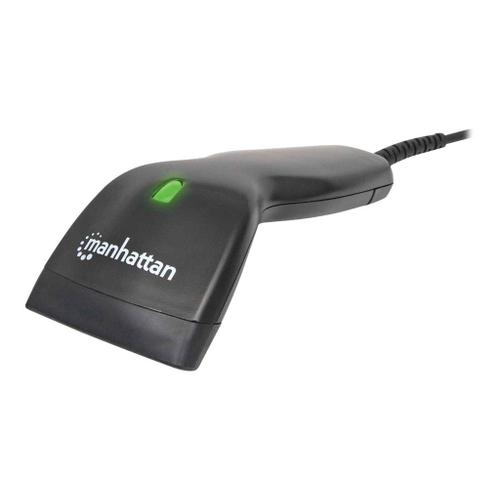 Manhattan Contact CCD Handheld Barcode Scanner, USB, 55mm Scan Width, Cable 150cm, Max Ambient Light 50,000 lux (sunlight), Black, Three Year Warranty, Box - Scanner de code à barres - de poche -...