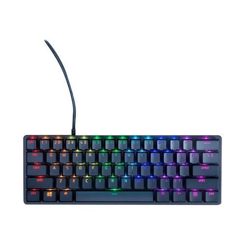 Razer Huntsman Mini - Clavier - r?tro-?clair? - USB-C - Fran?ais - commutateur : Razer Clicky Optical Purple - noir