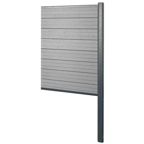 Brise-Vue En Wpc Sarthe, Brise-Vent De Clôture, Poteaux Aluminium   Extension Étroite, 95cm Gris