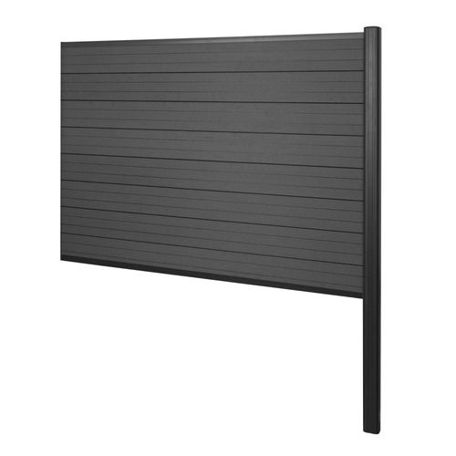 Brise-Vue En Wpc Sarthe, Brise-Vent De Clôture, Poteau En Aluminium   Extension, 185cm Anthracite