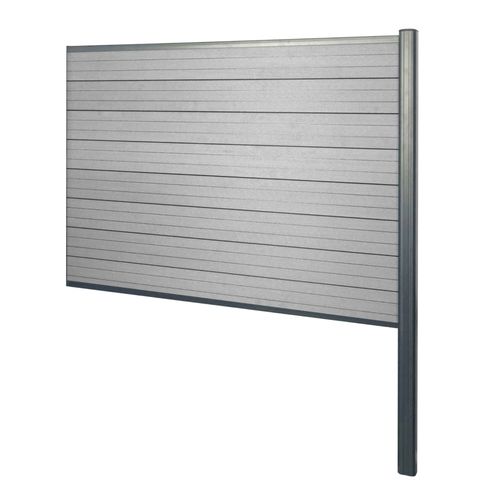 Brise-Vue En Wpc Sarthe, Brise-Vent De Clôture, Poteau En Aluminium   Extension, 185cm Gris