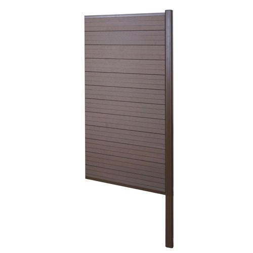 Brise-Vue En Wpc Sarthe, Clôture Brise-Vent, Poteaux Aluminium   Extension Étroite, 95cm Brun