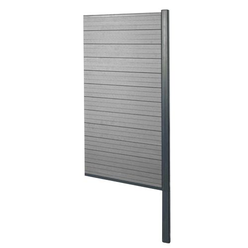Brise-Vue En Wpc Sarthe, Clôture Brise-Vent, Poteaux Aluminium   Extension Étroite, 95cm Gris