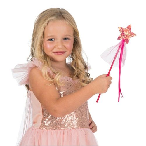 Baguette Fée Étoile Sequins Réversibles 34cm Rose