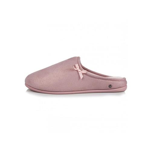 Isotoner Chaussons Mules Suédine Pailletée Rose 97154