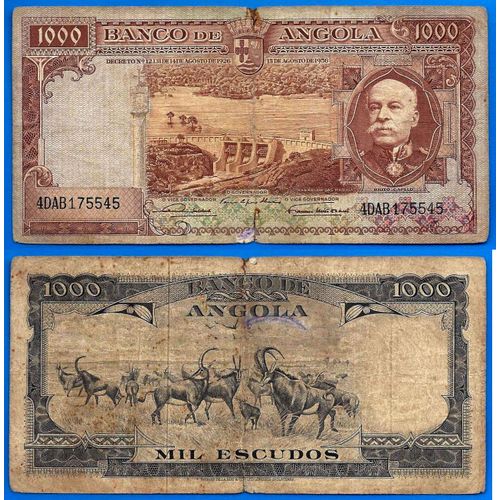 Angola 1000 Escudos 1956 Billet Afrique Colonie Portugal