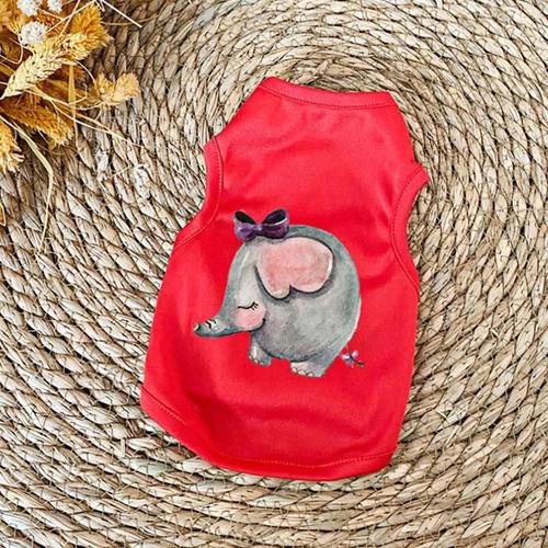 Red Elephant-L -Vêtements D'été Pour Chat, T Shirt Rouge Pour Petit Chien, Chihuahua, Chiot, 525230