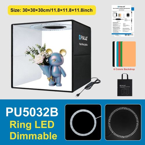 PULUZ-Mini boîte à lumière pour studio photo,kit de tente de prise de vue,6 toiles de fond,20cm,25cm,30cm,40cm - Type 30 cm Black