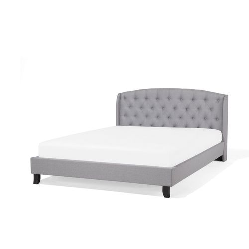 Lit Double En Tissu Gris Clair 160 X 200 Cm Bordeaux