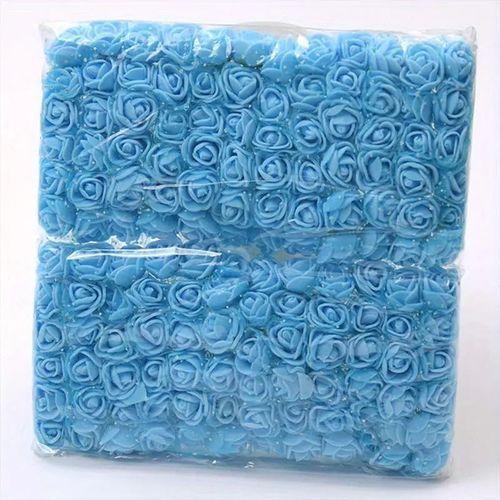 Mini Roses Rouges En Dentelle,144 Pièces/2cm,Têtes De Fleurs En Mousse,Bouquet Pour Mariage,Décoration De Maison,Scrapbooking,Bricolage,Couronne,Fleurs Artificielles - Type Blue