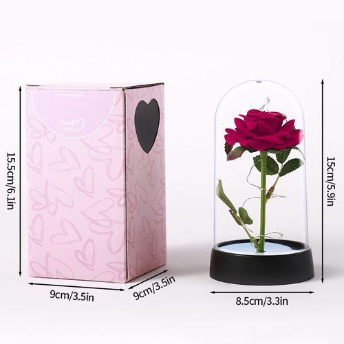 Rose Éternelle En Verre,Galact Bretonne,Fleur Laser,Feuille D'or,Ornements De Table,Cadeau De La Fête De Léon - Type S8