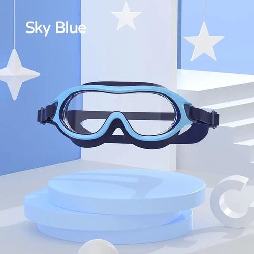 Copozz-Lunettes De Natation Professionnelles À Grande Monture Pour Enfants,Équipement Anti-Buée À Large Vue Pour Garçons Et Filles - Type Sky Blue