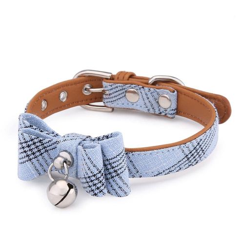 Cat Collar 2-9.84-12.59inches -Noeud Papillon Chat Collier Breloque Sécurité Rupture Nylon Cravate Collier Pour Chats Cloche Cuir Ch