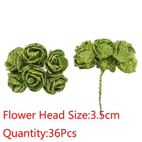 Bouquet de roses artificielles en mousse,10 à 36 pièces,fausses fleurs scintillantes,rouge,or,pour décoration de fête de mariage - Type [C06]-36PCS