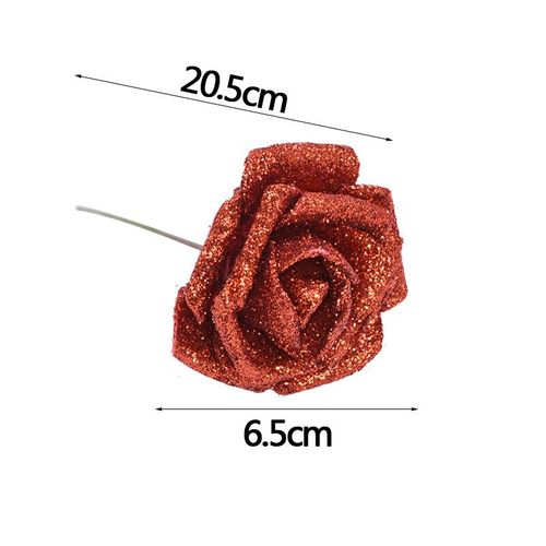 Bouquet de roses artificielles en mousse,10 à 36 pièces,fausses fleurs scintillantes,rouge,or,pour décoration de fête de mariage - Type [D04]-10PCS