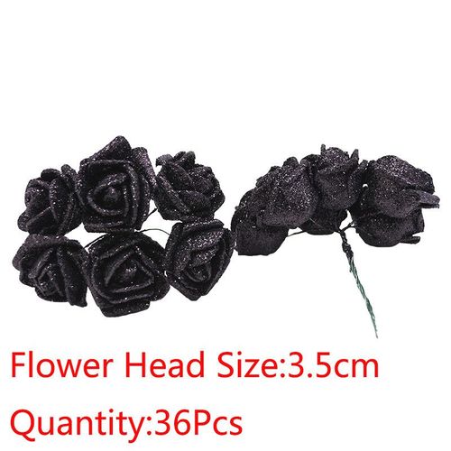 Bouquet de roses artificielles en mousse,10 à 36 pièces,fausses fleurs scintillantes,rouge,or,pour décoration de fête de mariage - Type [C08]-36PCS
