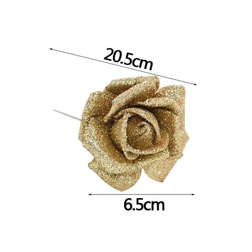 Bouquet de roses artificielles en mousse,10 à 36 pièces,fausses fleurs scintillantes,rouge,or,pour décoration de fête de mariage - Type [D03]-10PCS