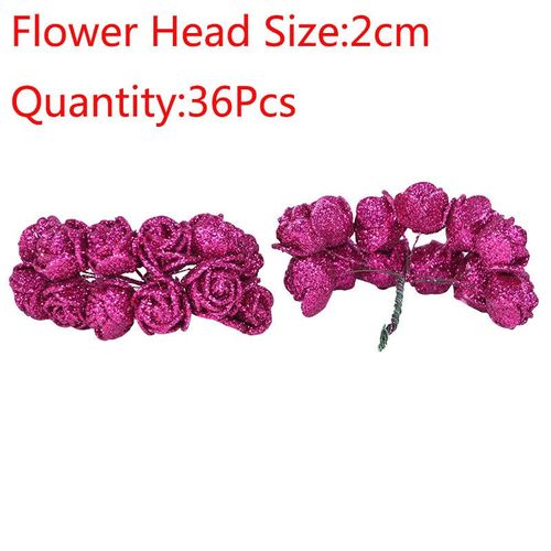 Bouquet de roses artificielles en mousse,10 à 36 pièces,fausses fleurs scintillantes,rouge,or,pour décoration de fête de mariage - Type [B03]-36PCS