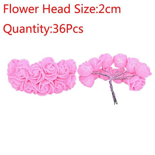 Bouquet de roses artificielles en mousse,10 à 36 pièces,fausses fleurs scintillantes,rouge,or,pour décoration de fête de mariage - Type [B02]-36PCS