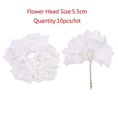 Bouquet de roses artificielles en mousse,10 à 36 pièces,fausses fleurs scintillantes,rouge,or,pour décoration de fête de mariage - Type [E04]-10PCS