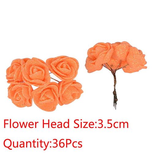 Bouquet de roses artificielles en mousse,10 à 36 pièces,fausses fleurs scintillantes,rouge,or,pour décoration de fête de mariage - Type [C07]-36PCS