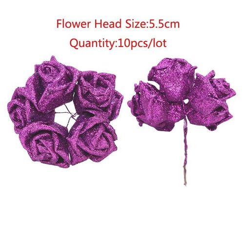 Bouquet de roses artificielles en mousse,10 à 36 pièces,fausses fleurs scintillantes,rouge,or,pour décoration de fête de mariage - Type [E01]-10PCS