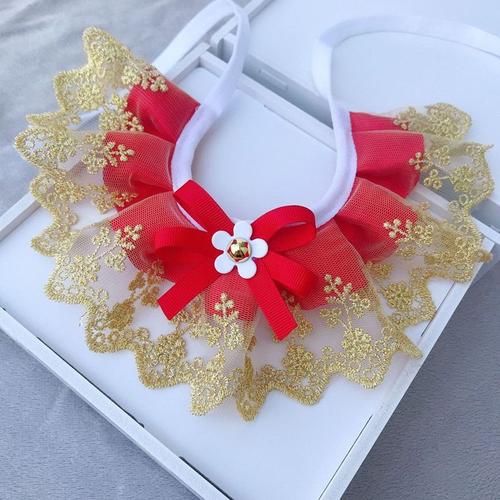 Red-Xl -Mode N¿Ud Papillon Collier Pour Animaux De Compagnie Dentelle Bavoirs Mignon Dentelle Collier Pour Animaux De Compagnie Bavo