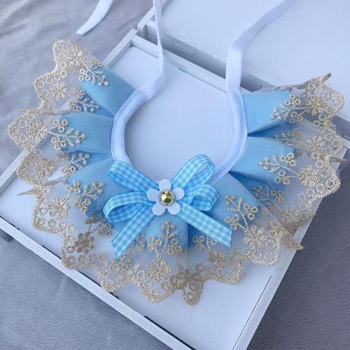 Blue-Xl -Mode N¿Ud Papillon Collier Pour Animaux De Compagnie Dentelle Bavoirs Mignon Dentelle Collier Pour Animaux De Compagnie Bav