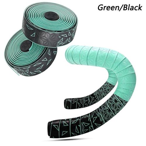 Bande Coordonnante En Pu Pour Guidon De Vélo De Route,Bouchons D'extrémité De Barre,Anti-Vibration,Accessoires De Cyclisme Durables - Type Triangle Green