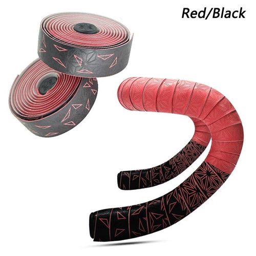Bande Coordonnante En Pu Pour Guidon De Vélo De Route,Bouchons D'extrémité De Barre,Anti-Vibration,Accessoires De Cyclisme Durables - Type Triangle Red