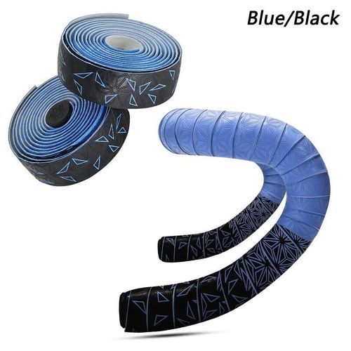 Bande Coordonnante En Pu Pour Guidon De Vélo De Route,Bouchons D'extrémité De Barre,Anti-Vibration,Accessoires De Cyclisme Durables - Type Triangle Blue