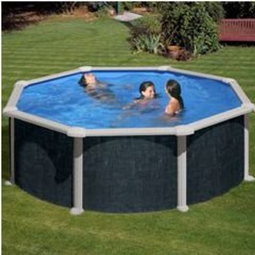 Kit piscine hors-sol rattan acier aspect rotin ronde Ø350 x h132 cm