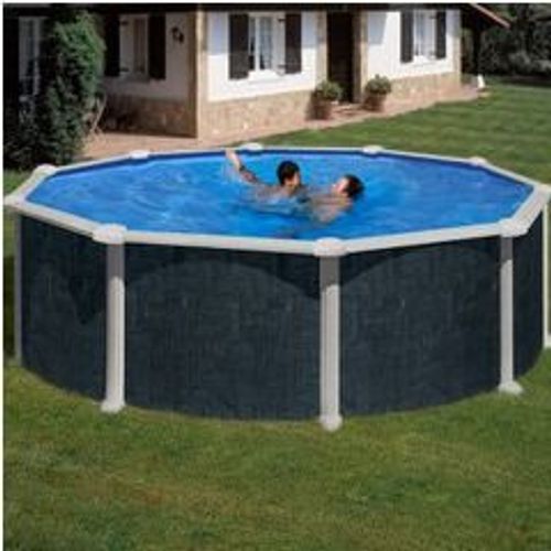 Kit piscine hors-sol rattan acier aspect rotin ronde Ø460 x h132 cm