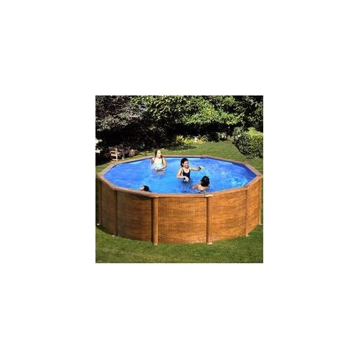 Kit piscine hors-sol sicilia acier aspect bois ronde &Oslash;460 x