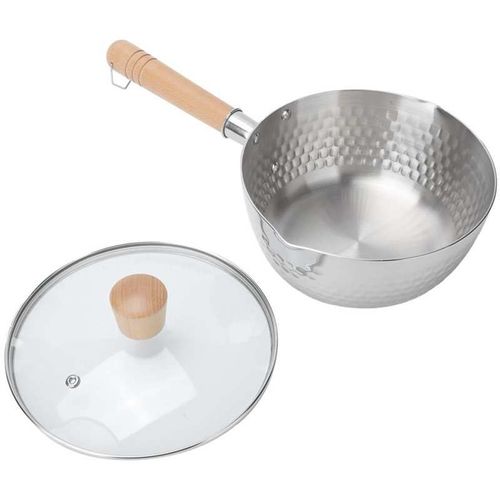 Casserole À Lait Avec Manche En Bois, Casserole En Acier Inoxydable, Accessoire De Cuisine, Ustensile De Cuisine De 20cm