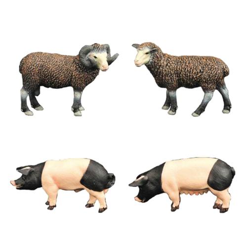 4x Modèle Animal Cochon Et Mouton Réaliste Simulation Jouets Éducatifs Pour