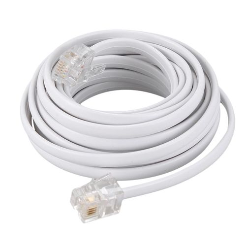 Câble adaptateur RJ11 mâle à mâle, longueur de 10 pieds, pour téléphone à ligne fixe blanc