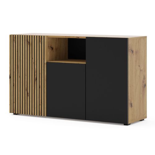 Commode Effet Bois Crème Et Noir