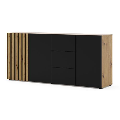Commode Effet Bois Crème Et Noir