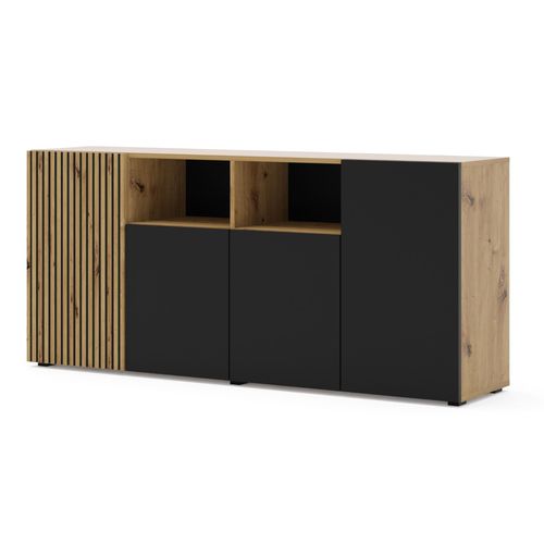 Commode Effet Bois Crème Et Noir