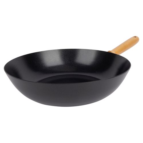 Wok En Acier Carbone, Noir, D 30 Cm