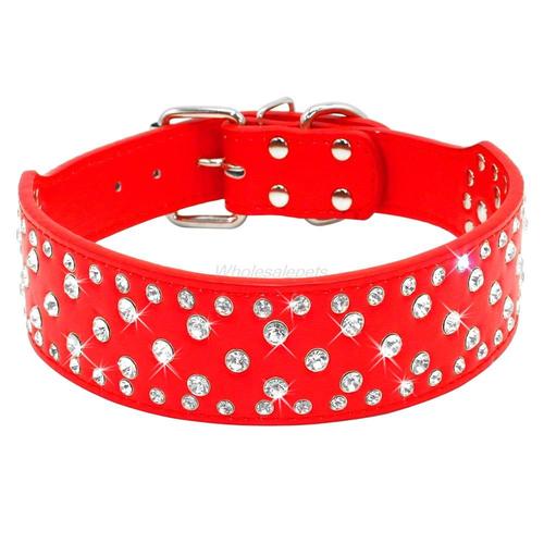 Rouge-S -Colliers En Cuir Strass Pour Chiens | Colliers Pour Grands Chiens, Diamants En Cristal Scintillant, Colliers D'animaux C