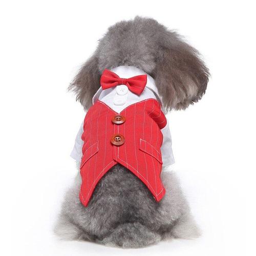 A1-L -Chat Pour Animaux De Compagnie Gentleman Robe Avec N¿Ud Papillon Petit Chien Vêtements Pull Pour Animaux De Compagnie Bomei Bi