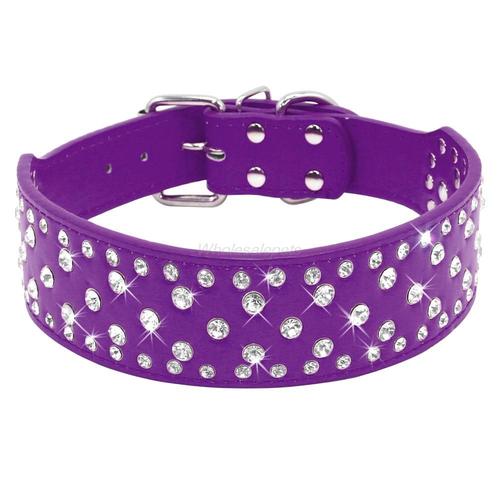 Violet-M -Colliers En Cuir Strass Pour Chiens | Colliers Pour Grands Chiens, Diamants En Cristal Scintillant, Colliers D'animaux